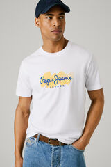 Pepe Jeans  Camiseta de manga curta com logo e estampado frontal. branco
