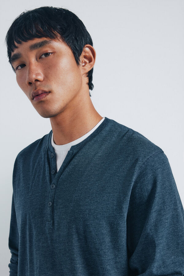 Springfield T-shirt de gola padeiro manga com gola redonda azul