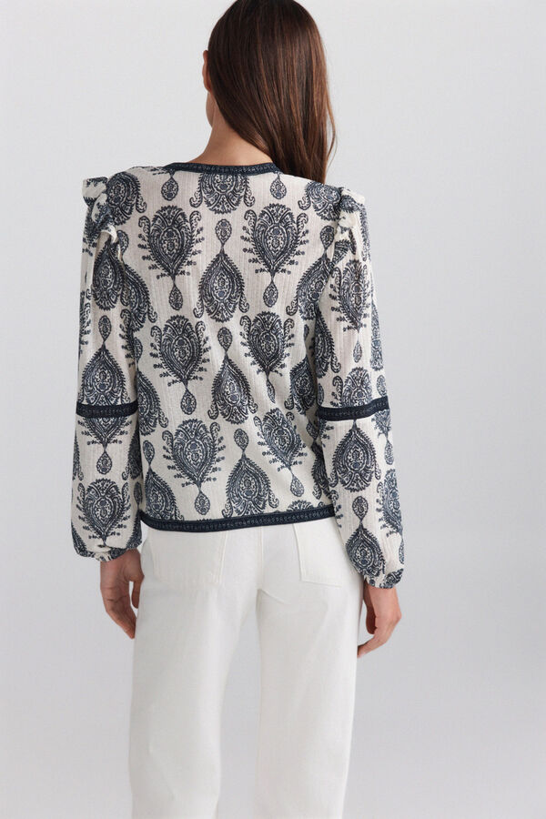 Springfield Blusa estampada com folhos bege
