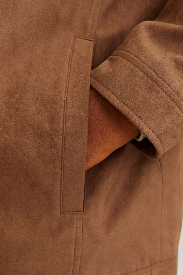 Jack & Jones PLUS Blus&atilde;o biker efeito camur&ccedil;a cru