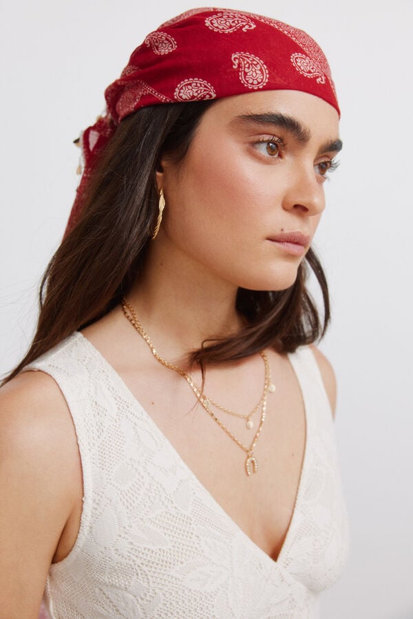 Springfield Vestido tirantes bordado flor beige