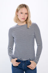 Springfield Lurex striped fitted t-shirt blue
