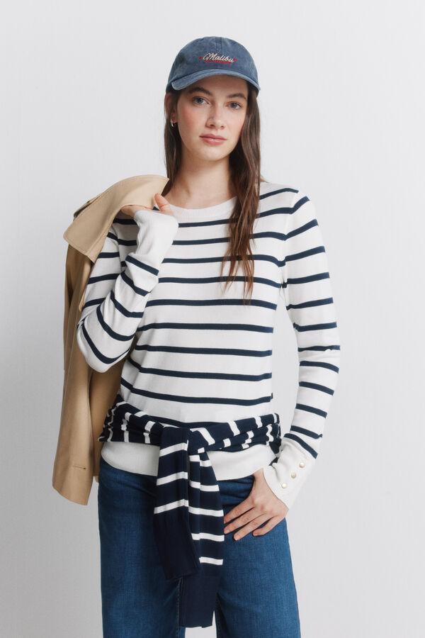 Springfield Camisola fina bot&otilde;es punhos bege