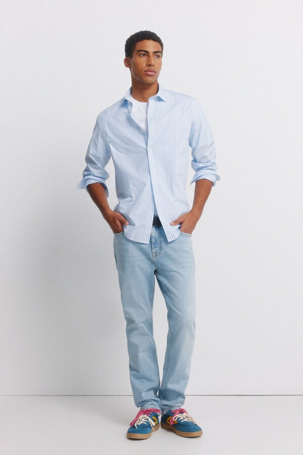 Springfield Jeans slim fit lavagem clara azul