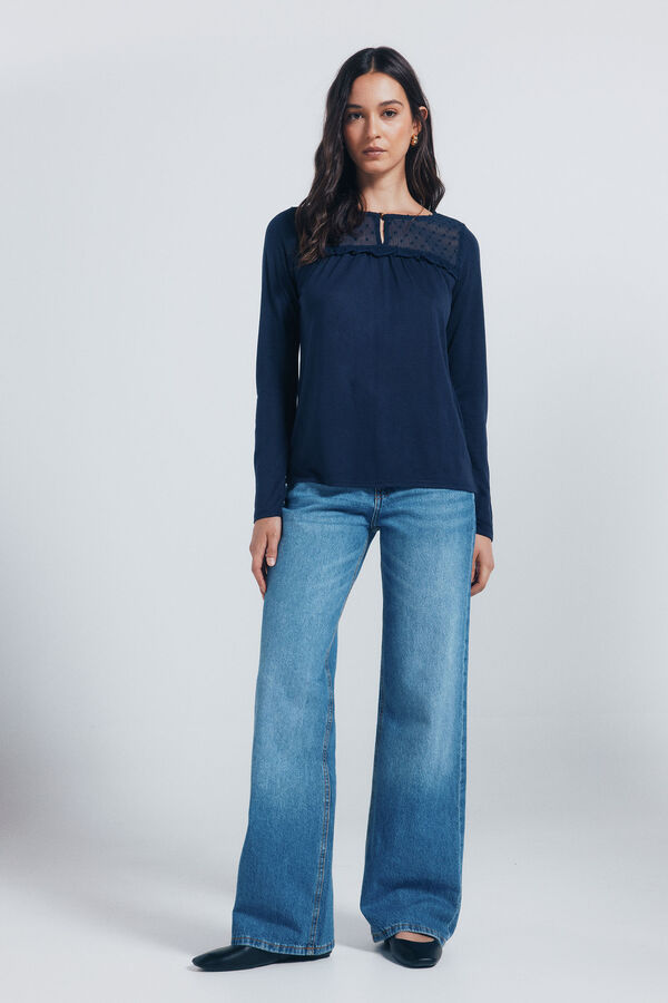 Springfield Camisa de folho plumeti azul