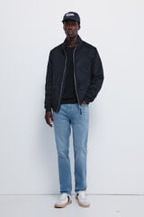 Springfield Calça jeans slim fit com lavagem média azul