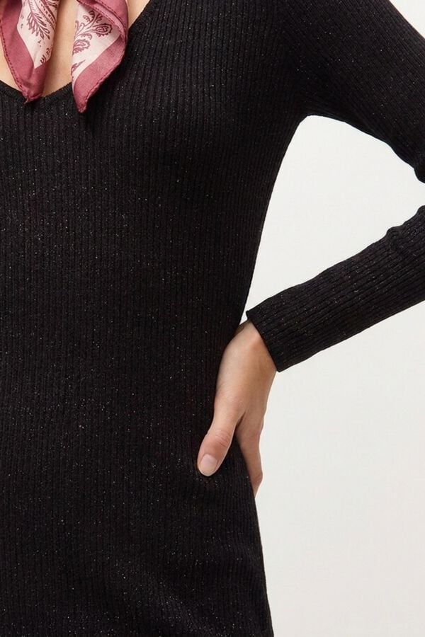 Systemaction Vestido midi canelado preto