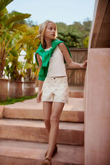 Springfield Kids Shorts denim florais para meninas branco
