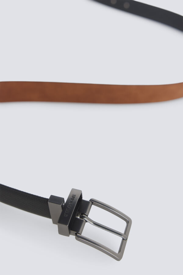 Springfield Cinto revers&iacute;vel microperfurado preto