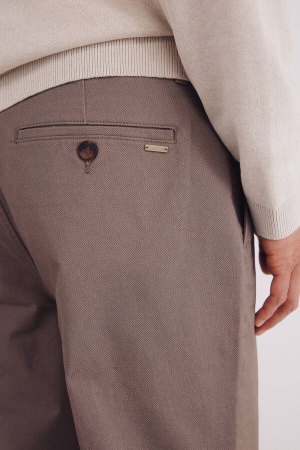 Springfield Calça calças chino slim fit com micro estampa cru