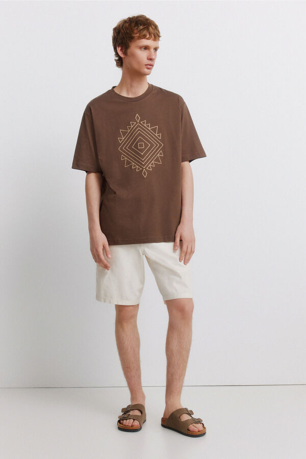 Springfield T-shirt bordado &eacute;tnico cru