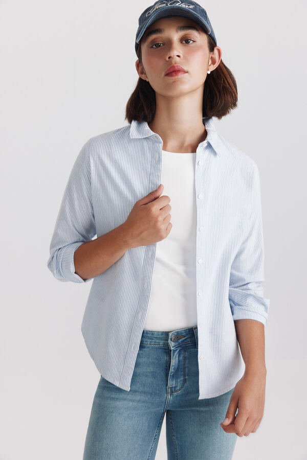 Springfield Blusa b&aacute;sica oxford azul