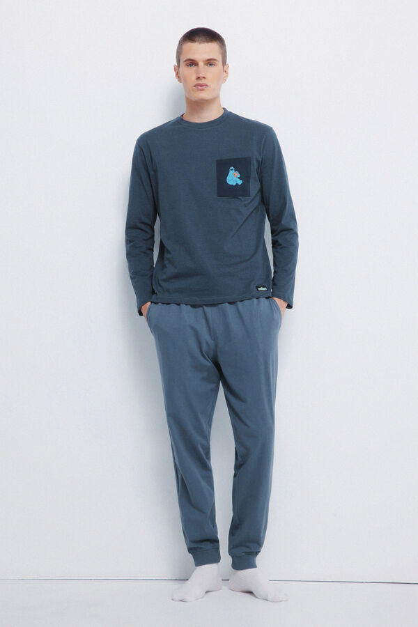 Springfield Pijama longo do Cookie Monster azul