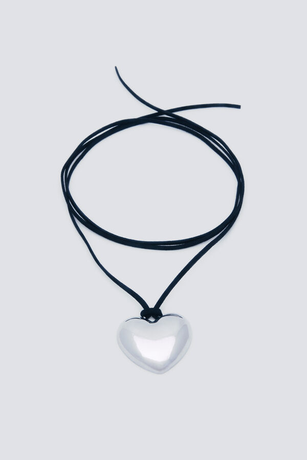 Springfield Collar cordón corazón plata gris