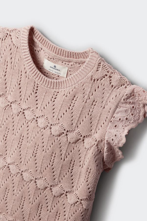 Springfield Kids Top de malha com folhos para menina rosa