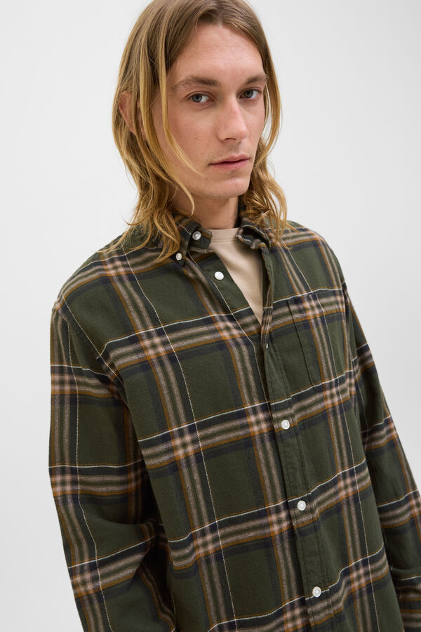 Jack & Jones Camisa xadrez regular fit verde