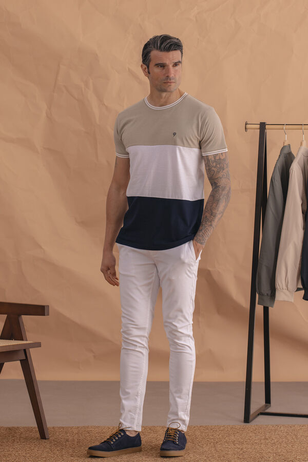 Celopman Camiseta com pain&eacute;is e acabamento bege