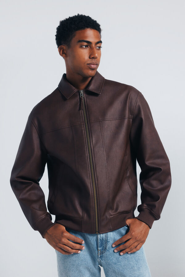Springfield Blusão efeito pele cru