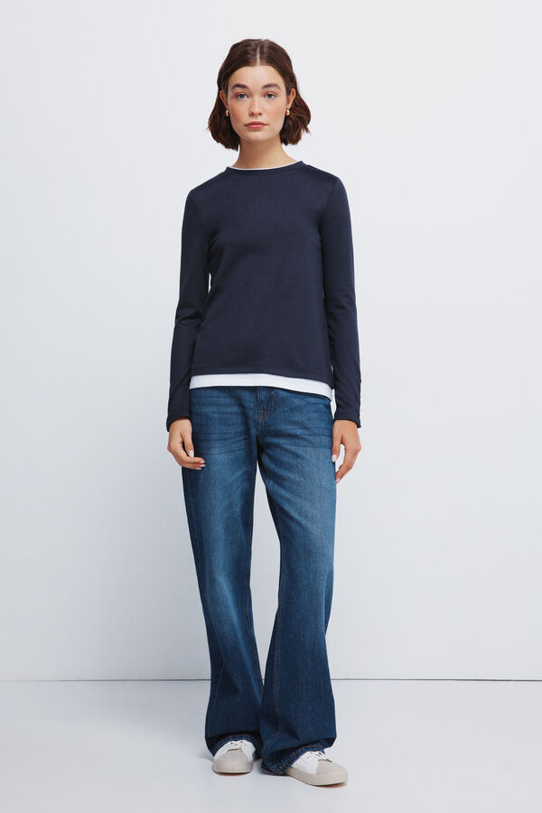 Springfield Soft touch double garment effect T T-shirt blue