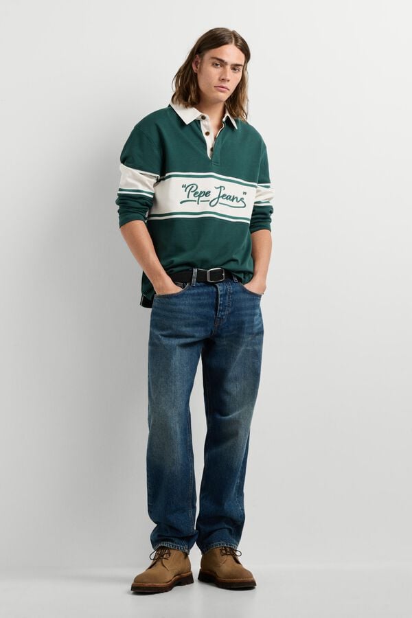Pepe Jeans Polo de rugby com pain&eacute;is verde