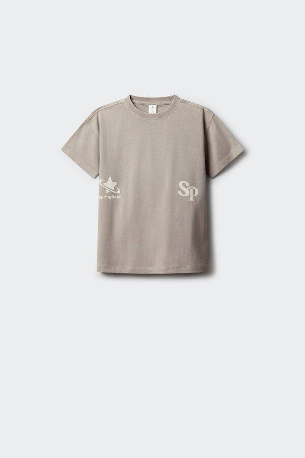 Springfield Kids T-shirt de manga curta com gr&aacute;fico para menino cinzento