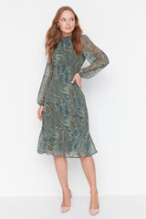 Trendyol Vestido com folhos verde