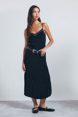 Springfield Vestido midi com tachas preto