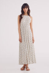 Springfield Vestido midi estampagem étnica bege