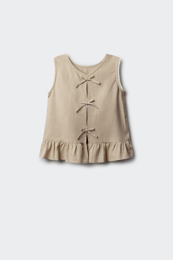 Springfield Kids Top de lino con lazos ni&ntilde;a beige
