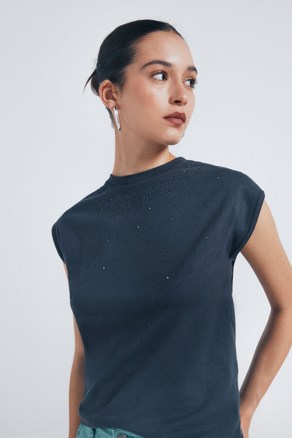 Springfield Crystal studs T-shirt grey