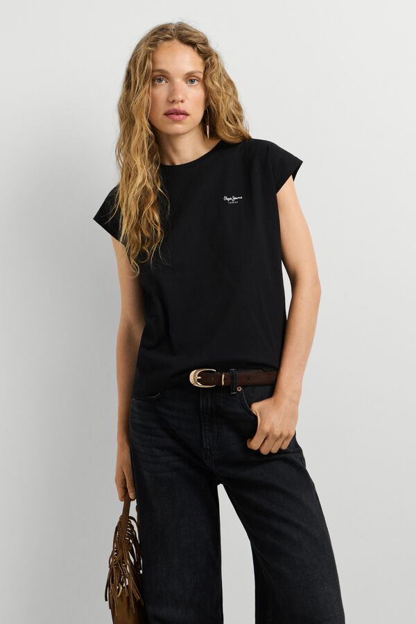 Pepe Jeans T-shirt slim manga curta preto