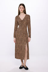 Springfield Vestido midi leopardo cru