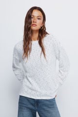 Springfield Camisa de botões com ombros de chenille branco