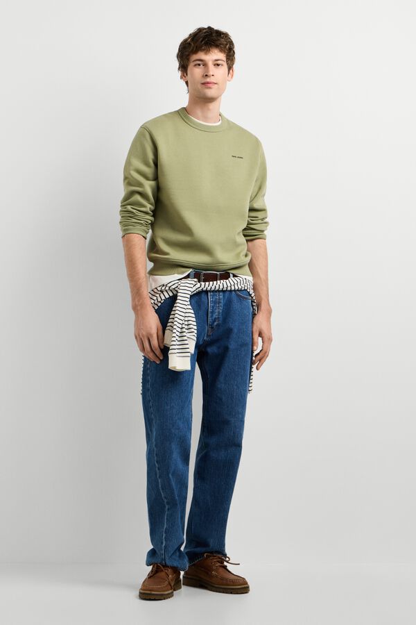 Pepe Jeans Sweatshirt com logo gola redonda verde