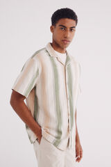 Springfield Camisa manga curto linho riscas azul