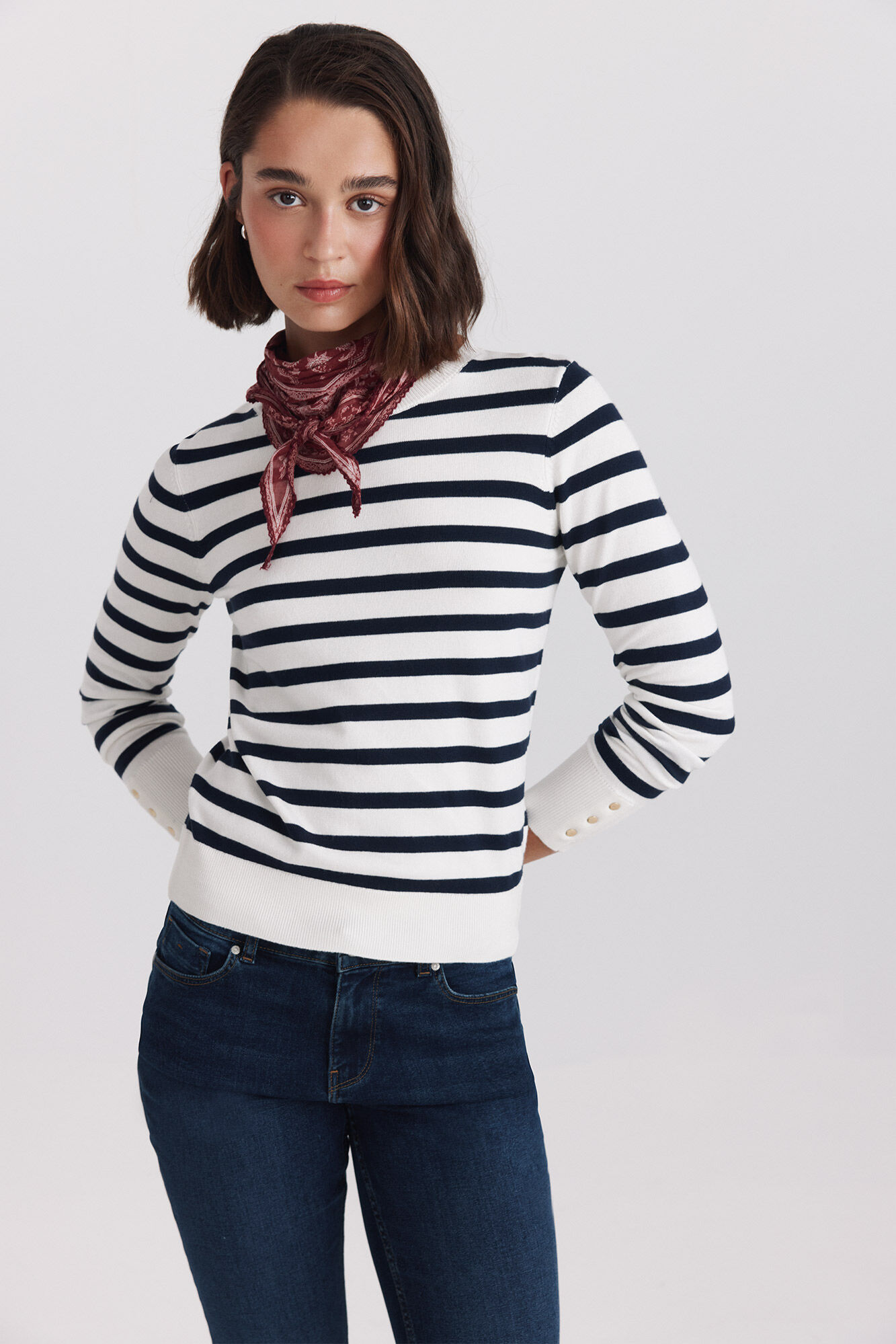 Springfield Camisola b&aacute;sica fina com bot&otilde;es