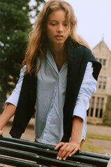 Springfield Camisa riscas longa azul