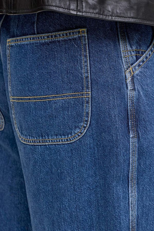 Jack & Jones Jeans baggy cintura alta em algod&atilde;o azul