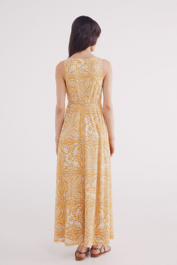 Springfield Mustard print midi dress printed