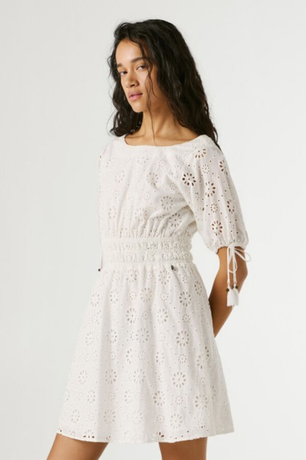 Pepe Jeans Vestido curto de manga curta branco