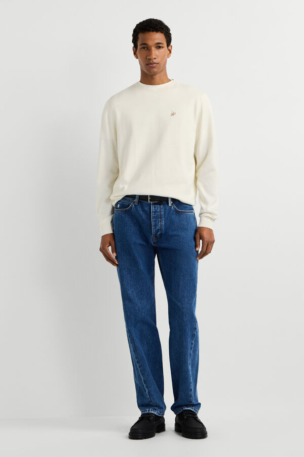 Pepe Jeans Camisola gola redonda com logo bege