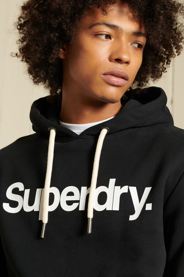 Superdry Sudadera de algodón orgánico con capucha y logotipo Core negro