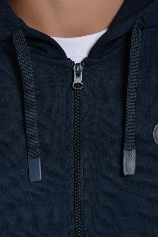 JVZ Sweatshirt com capuz e fecho-&eacute;clair azul