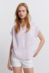 Springfield Camisa de manga curta em linho rosa