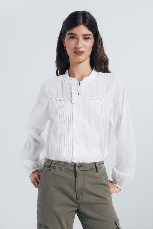 Springfield Blusa plumetti lace marrón