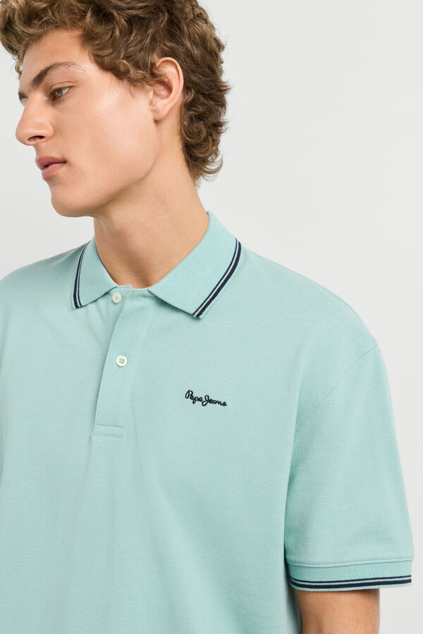 Pepe Jeans Polo piqu&eacute; regular com logo azul