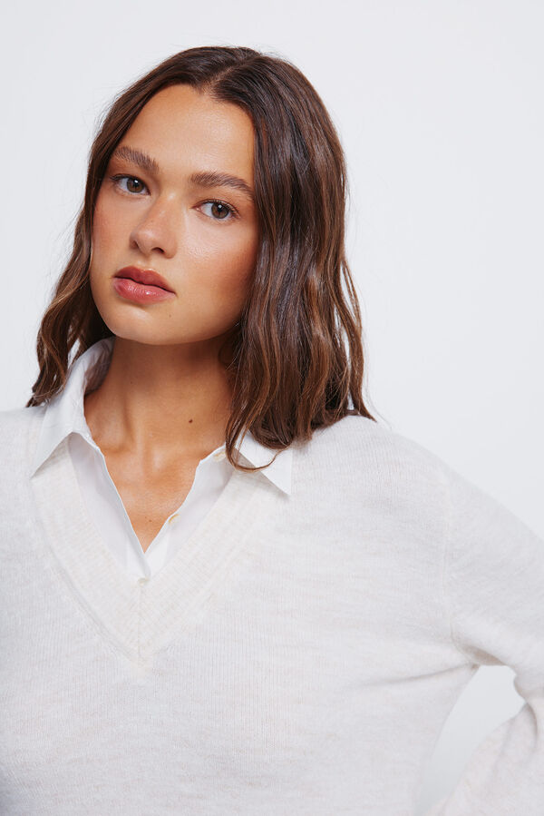 Springfield Camisola de camisa combinada branco