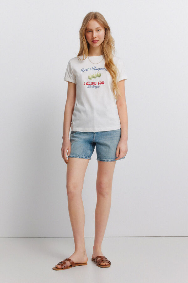 Springfield T-shirt de manga curta com desenho bege