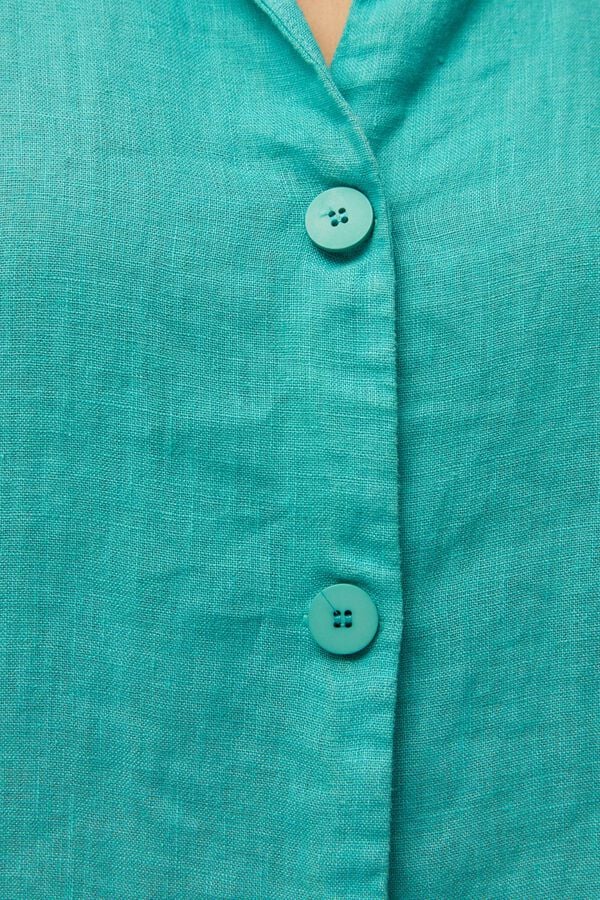 Systemaction Colete de linho gola camiseira azul