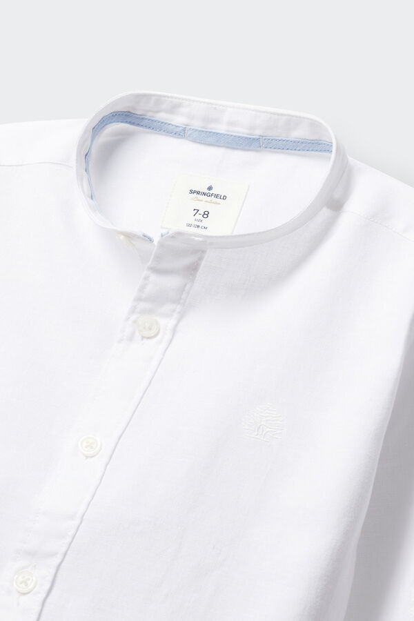 Springfield Kids Camisa gola mao em linho para crian&ccedil;a branco